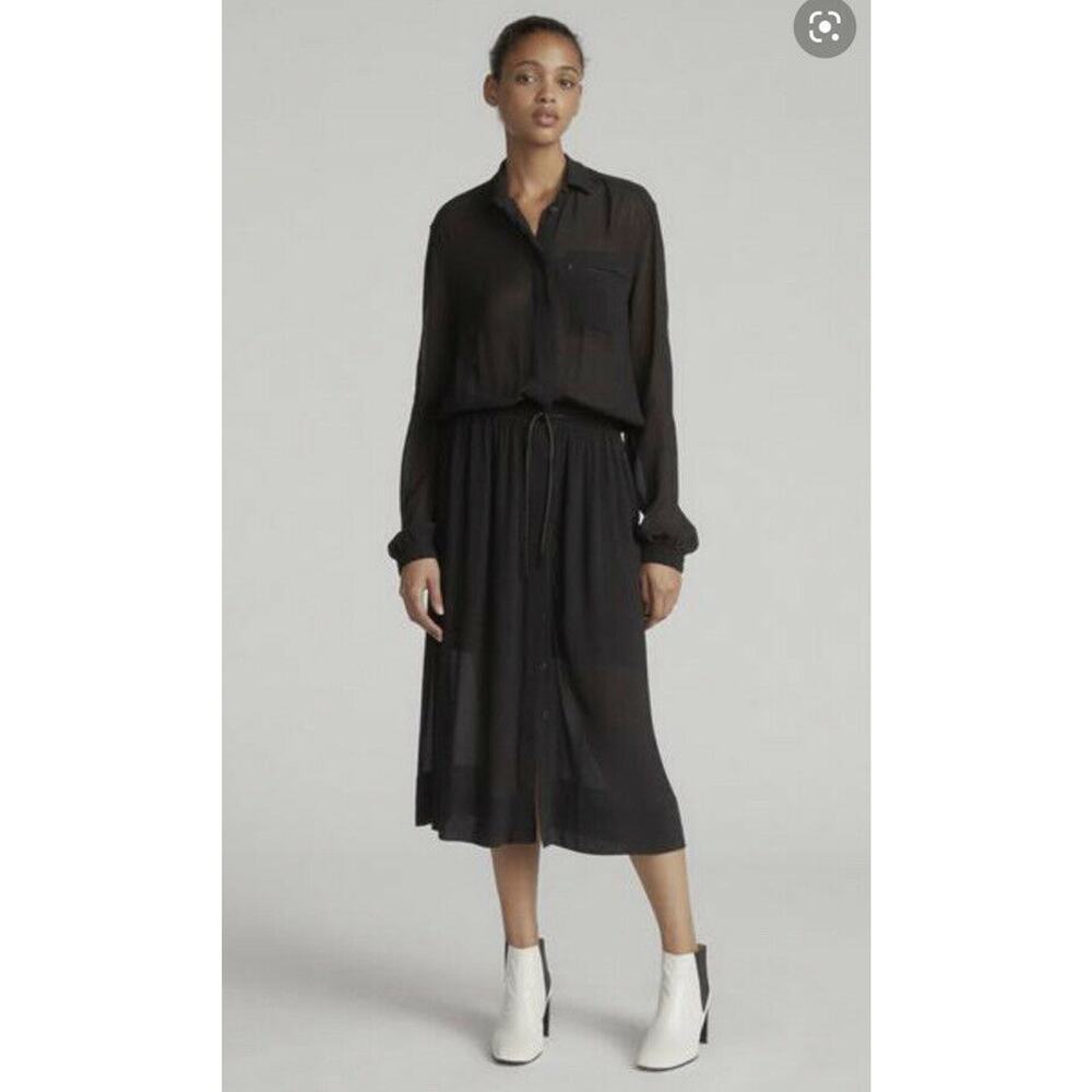 Rag & Bone black Shelly Dress 0 midi NWT $595 - Picture 1 of 8